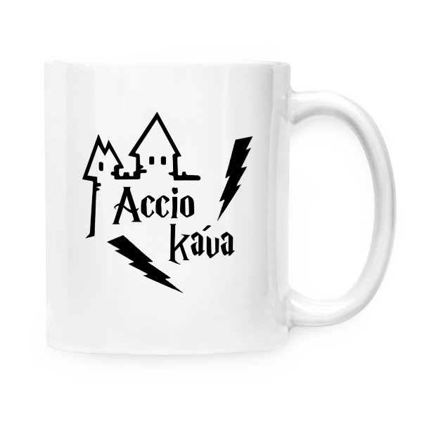 Hrnek malý bílý s potiskem Accio káva!