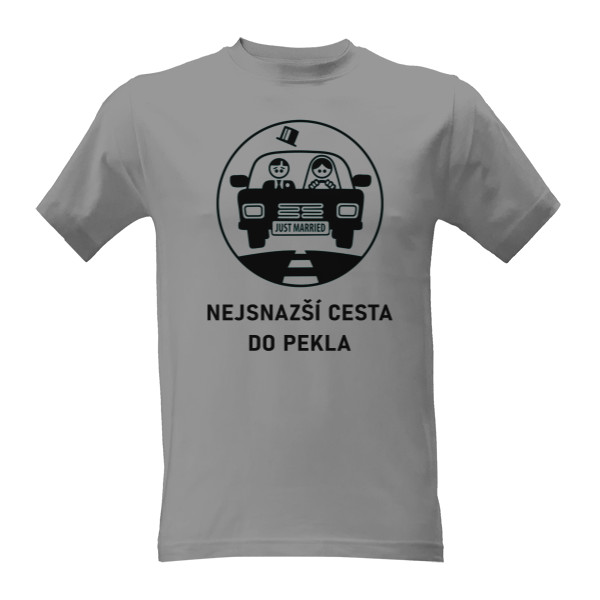 Tričko s potiskem Svatba, nejsnazší cesta do pekla